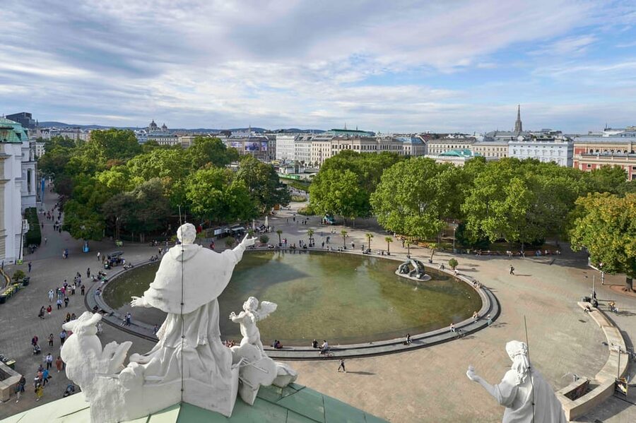 Karlskirche Entry Ticket with Panoramic Terrace Access - The treasury and the church model