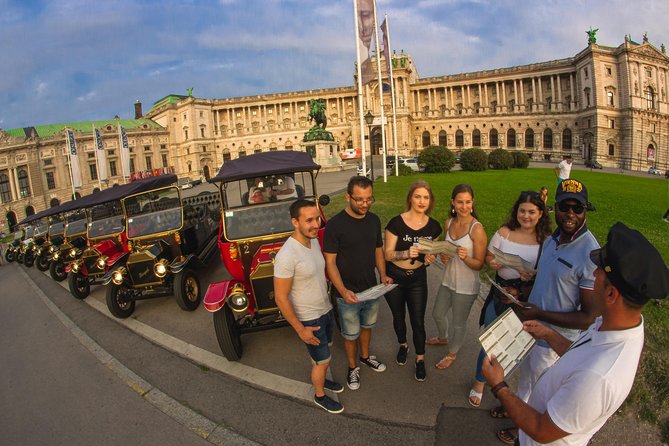 Vienna Oldtimer Tour (60 min) Incl. bottle of Prosecco - Schwarzenbergplatz, the Soviet Memorial, and Karlskirche