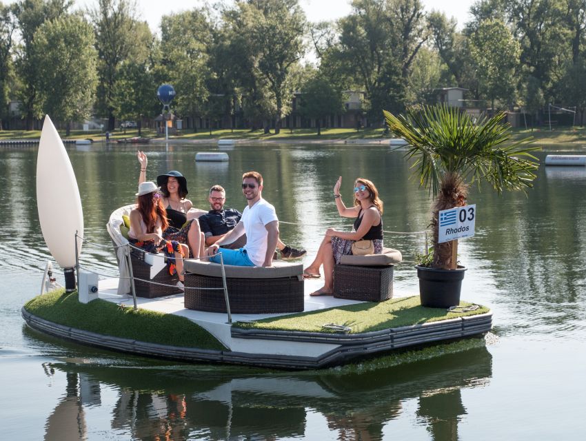 Vienna: Private Floating Island E-Boat Rental on Danube - Taking control with the joystick